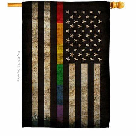 PATIO TRASERO Rainbow Thin Line Support Pride 28 x 40 in. Double-Sided Horizontal House Flags for  Banner Garden PA3955574